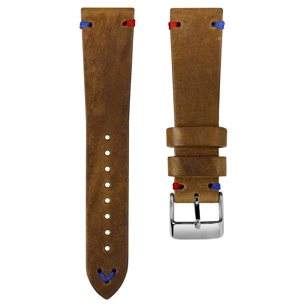 Simple Handmade Italian Leather Watch Strap Pepsi