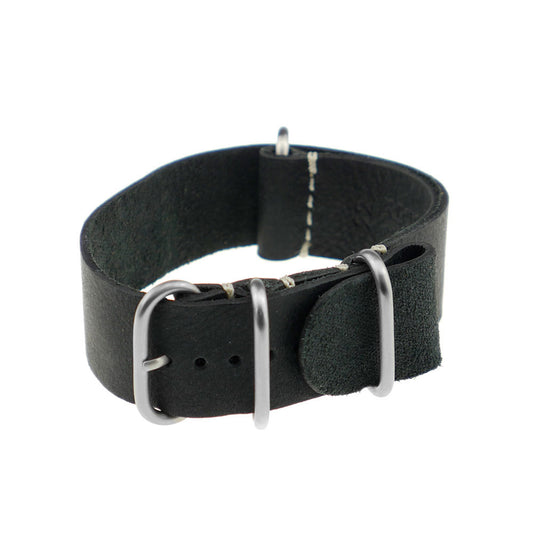 Nato Brussels - Nahkaranneke - Musta / 18mm