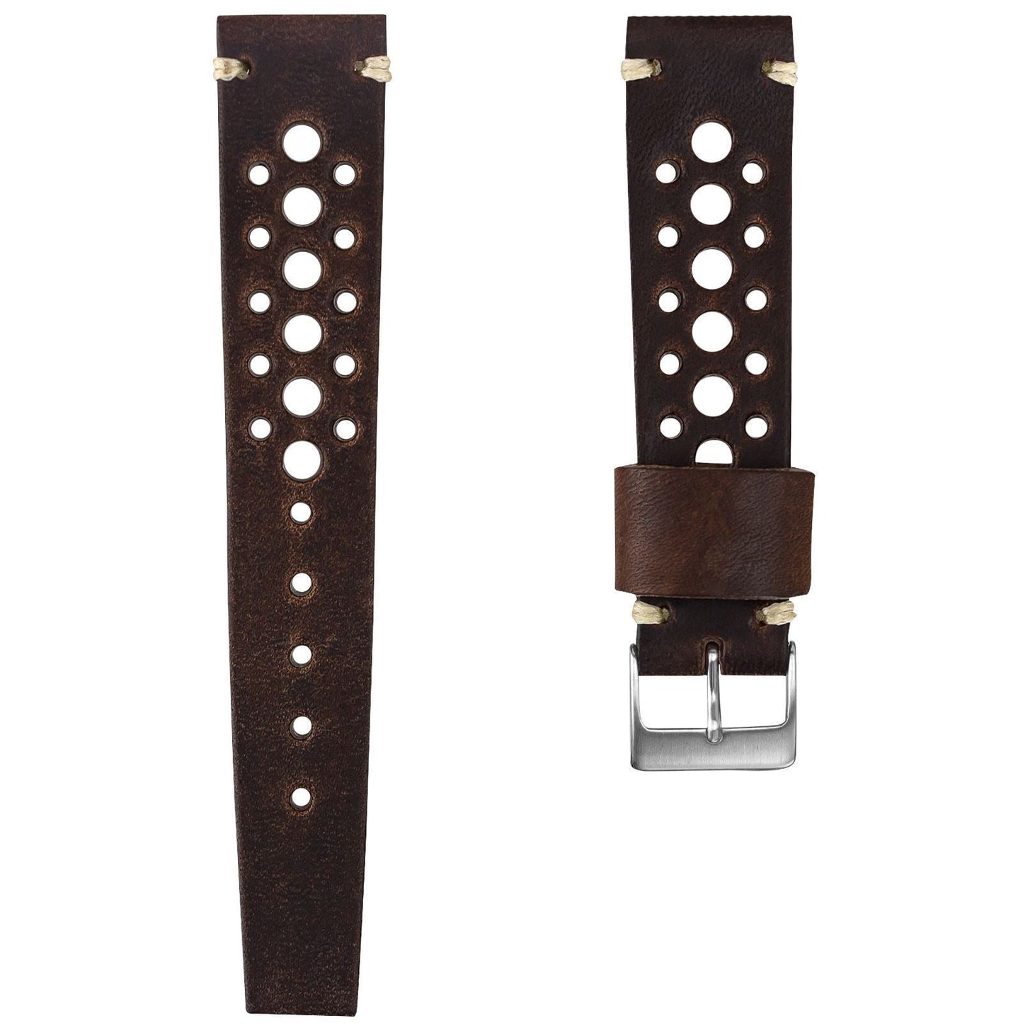 Vintage Racing Strap / Suklaa ruskea - 22mm / Musta